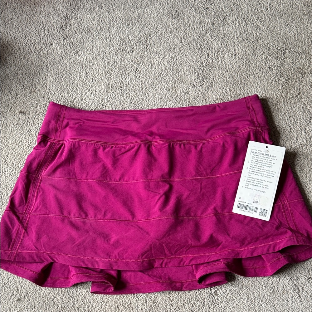 Lulu Lemon Pink Athletic Tennis Skort size 8. Brand new with tag
